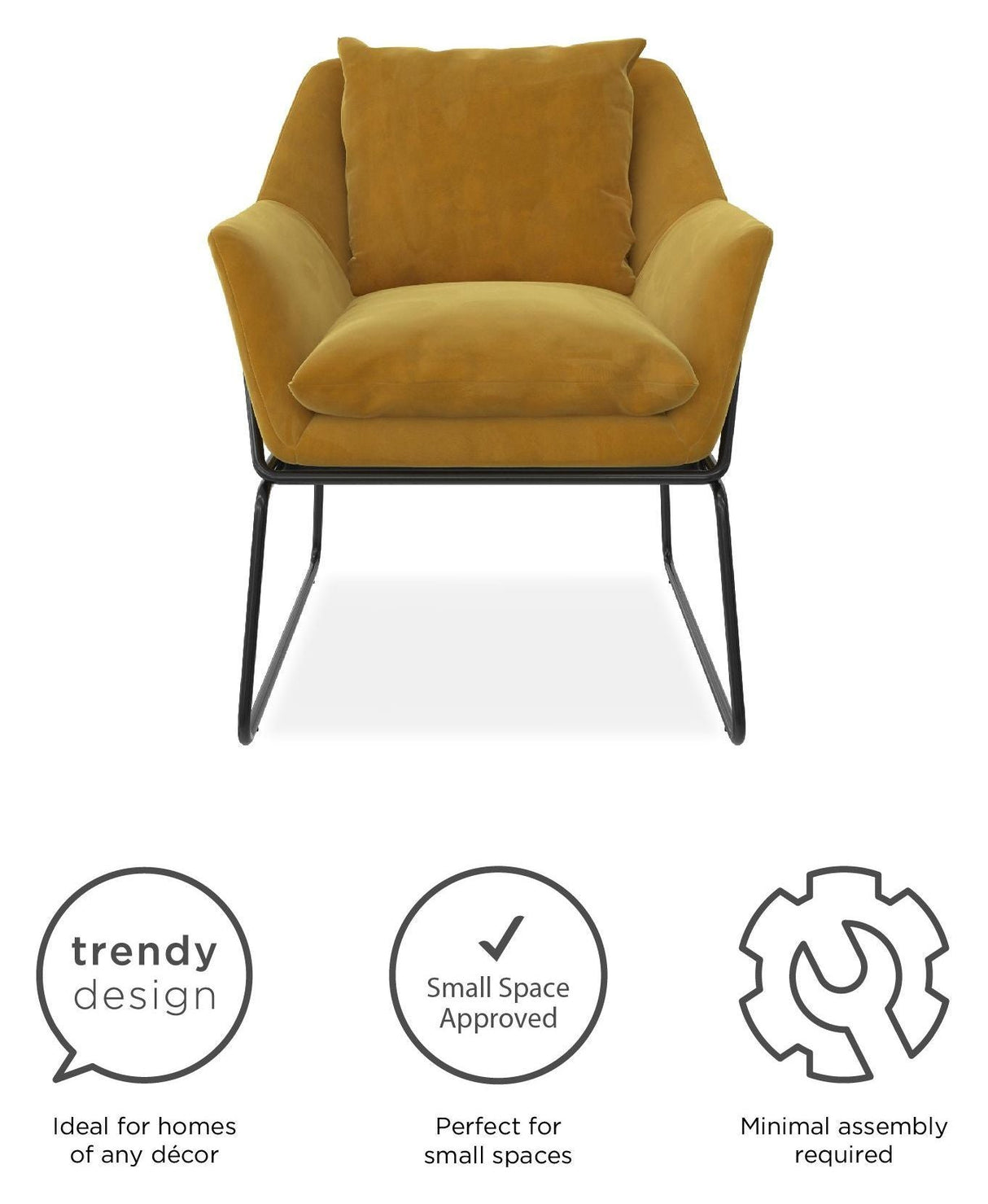 Avery Lounge Chair, Mustard Yellow Velvet