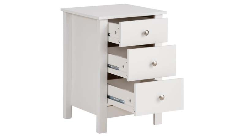 Supreme Bedside Table White med 3 lådor