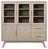 Marte Vitrine Cabinet, White Pigmentered Solid and Oak Veneer, H148