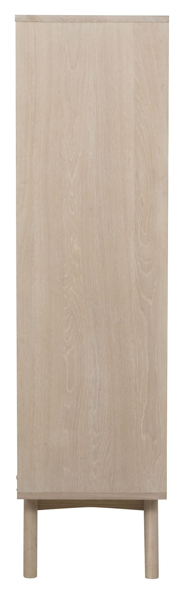 Marte Vitrine Cabinet, White Pigmentered Solid and Oak Veneer, H148