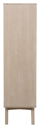 Marte Vitrine Cabinet, White Pigmentered Solid and Oak Veneer, H148