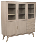 Marte Vitrine Cabinet, White Pigmentered Solid and Oak Veneer, H148