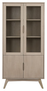 Marte Vitrine Cabinet, White Pigmentered Solid and Oak Veneer, H192