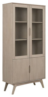 Marte Vitrine Cabinet, White Pigmentered Solid and Oak Veneer, H192