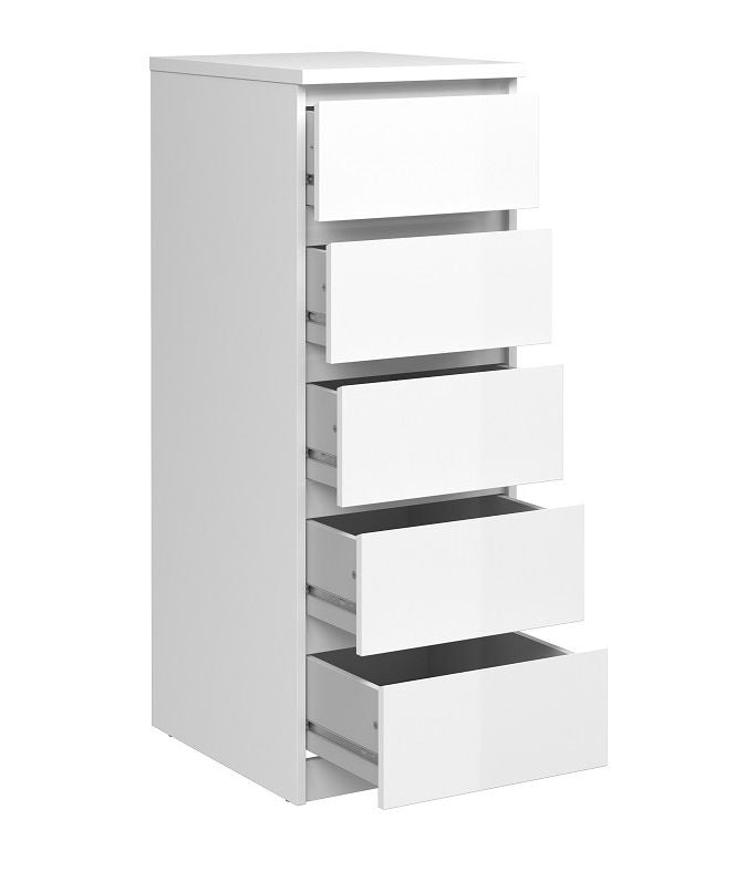 Naia Chest - White High Gloss w/5 Drawers B: 40