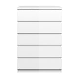 Naia Chest - White High Gloss w/5 Drawers