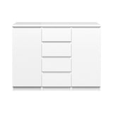 NAIA Sideboard - White High Gloss w/2 Doors + 4 Drawer