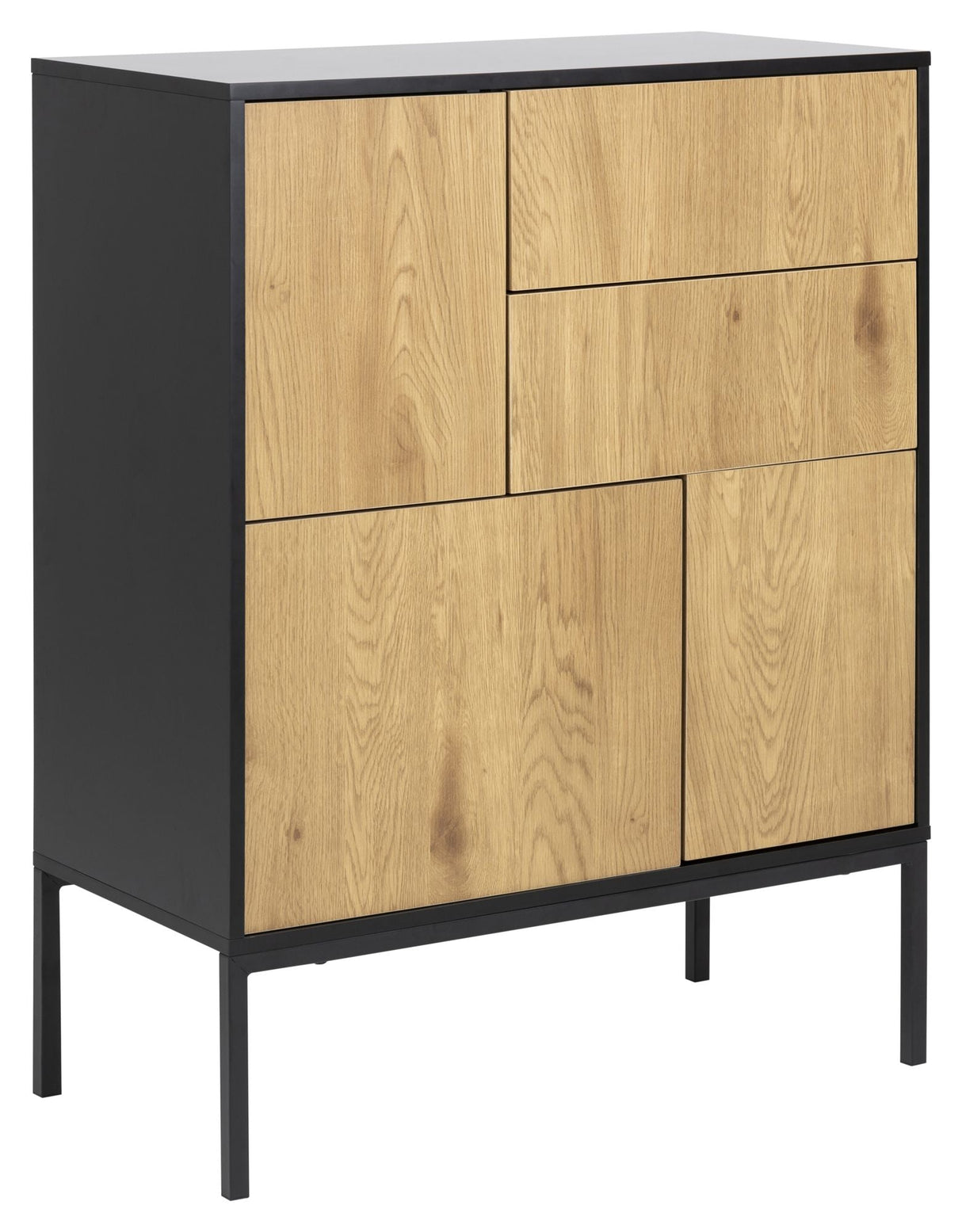 Seaford Sideboard 3 -dörrar, 2 lådor, matt svart/papper vild ek