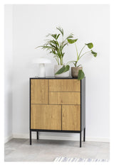 Seaford Sideboard 3 -dörrar, 2 lådor, matt svart/papper vild ek