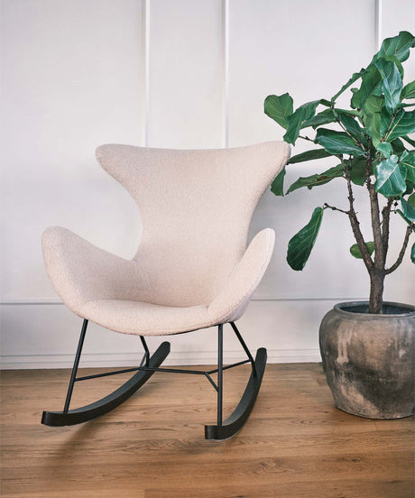 NJORDEC GAIA Swing Chair - Beige Imitation Lambskin