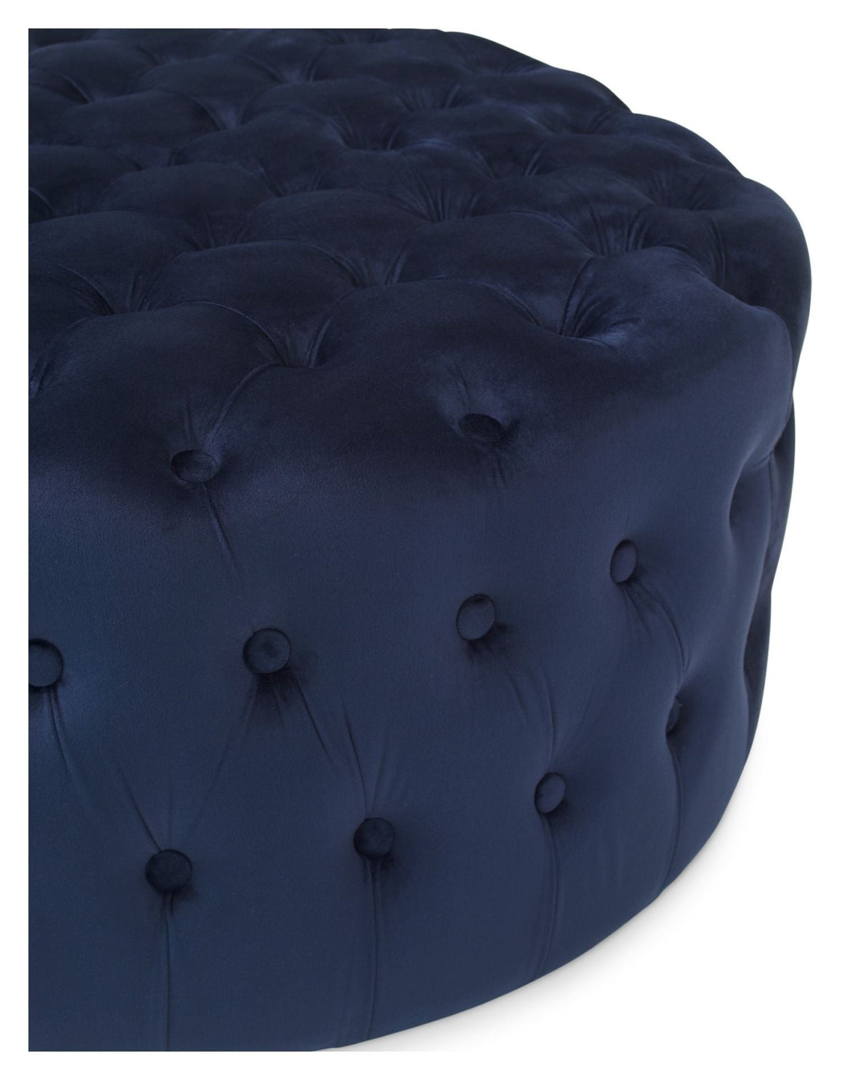 NJORDEC Velvet Chesterfield Puff, Blue, Ø85