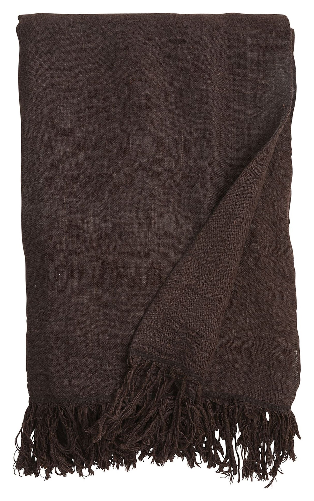 Nordal Alula Bedstrast w/fringes - Brown Linen, 270x270