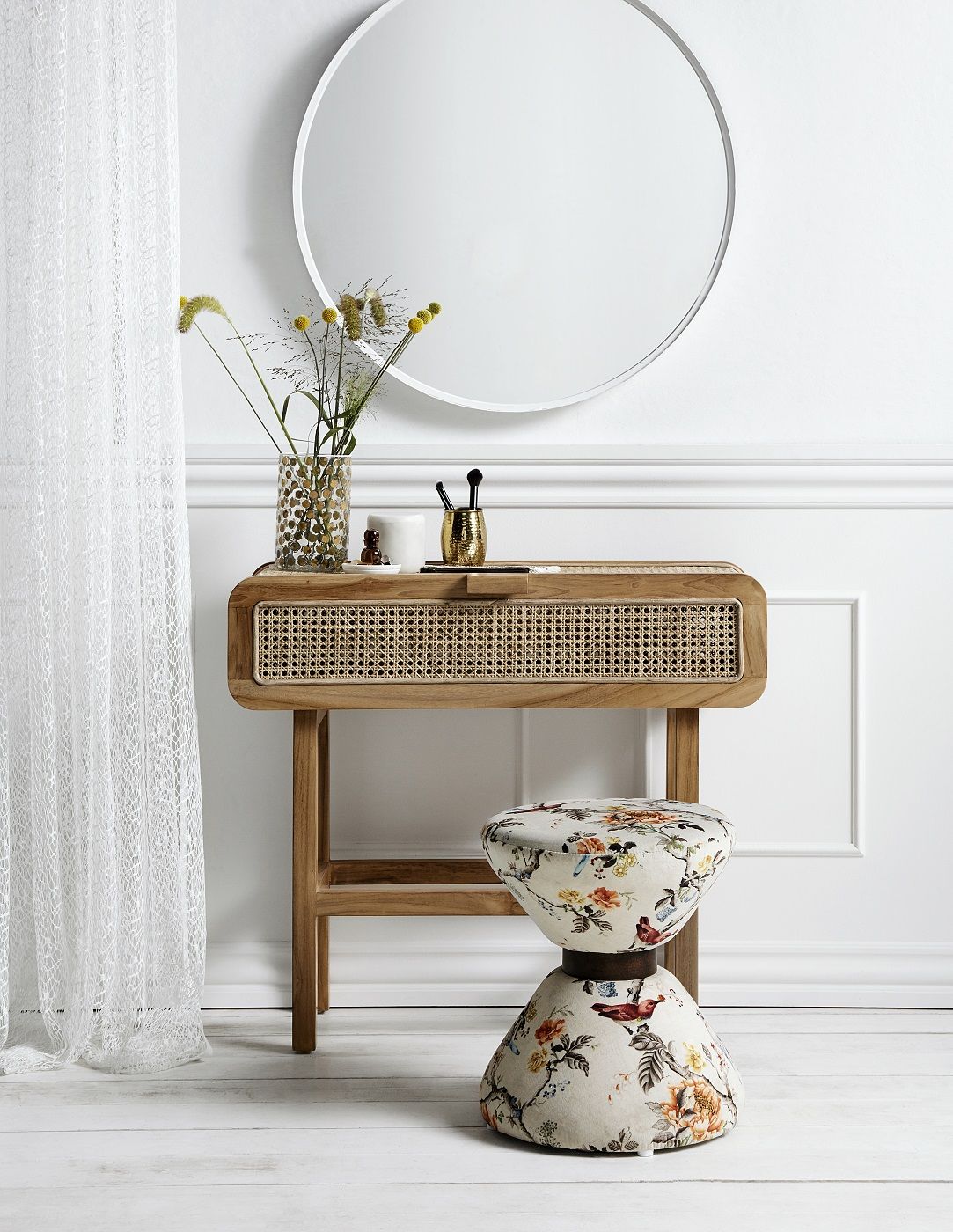 Nordal - Teak Console Table w/Open Mesh Weaving