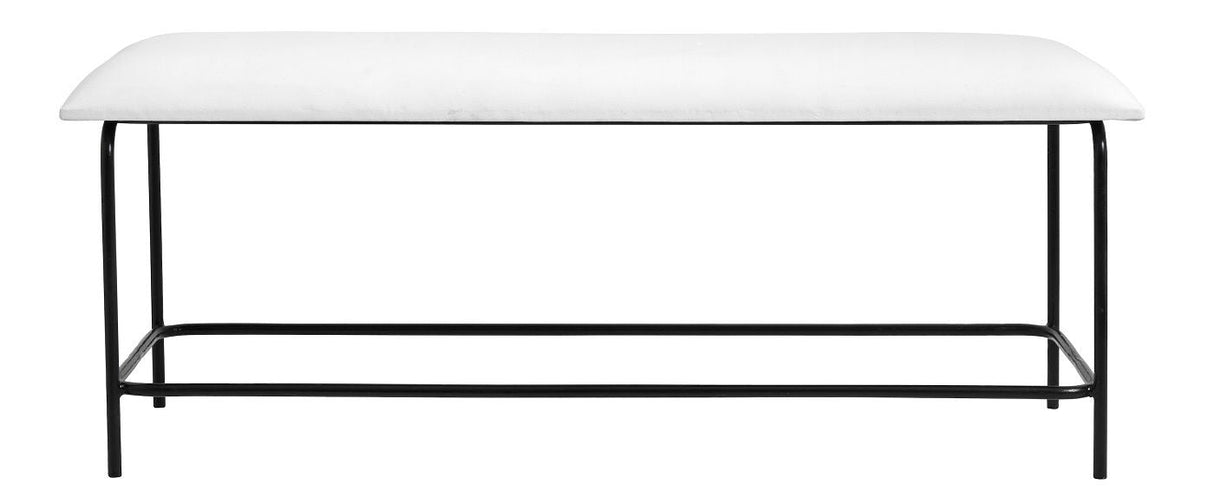 Nordal White Bench - White Leatherette, L124