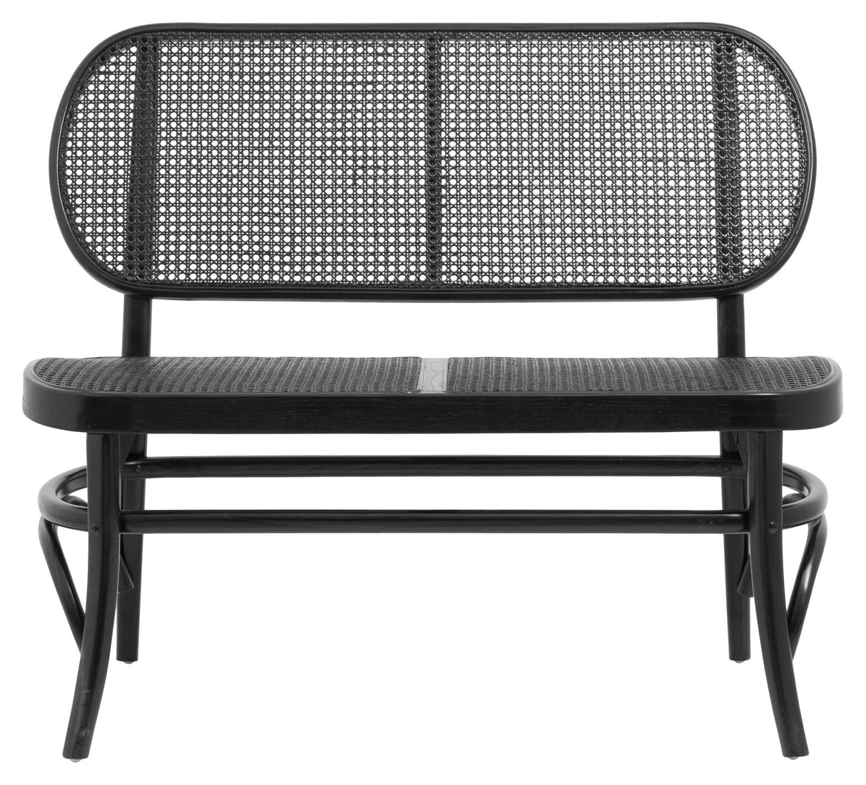 Nordal Wicky Bench - Black Elmwood/Rattan