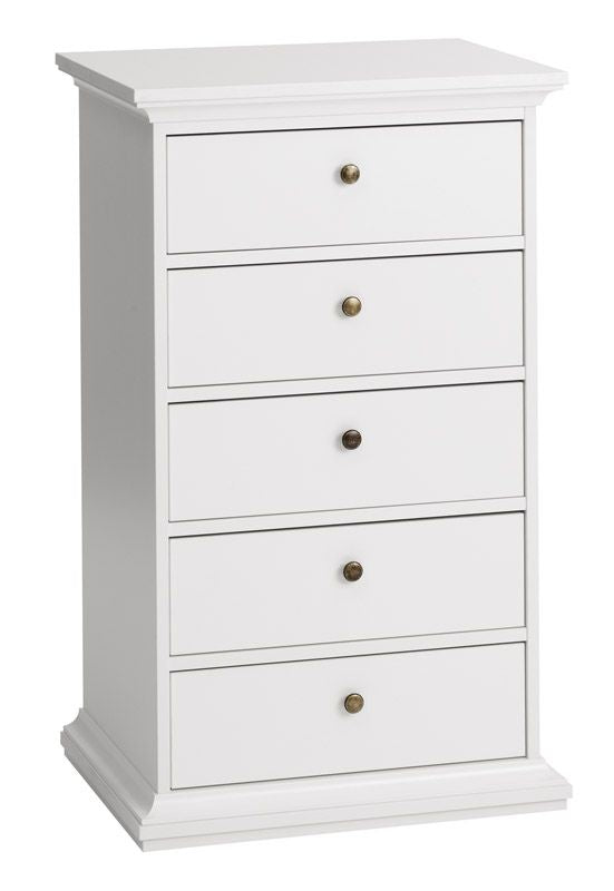 Paris Chest - White w/5 Drawers