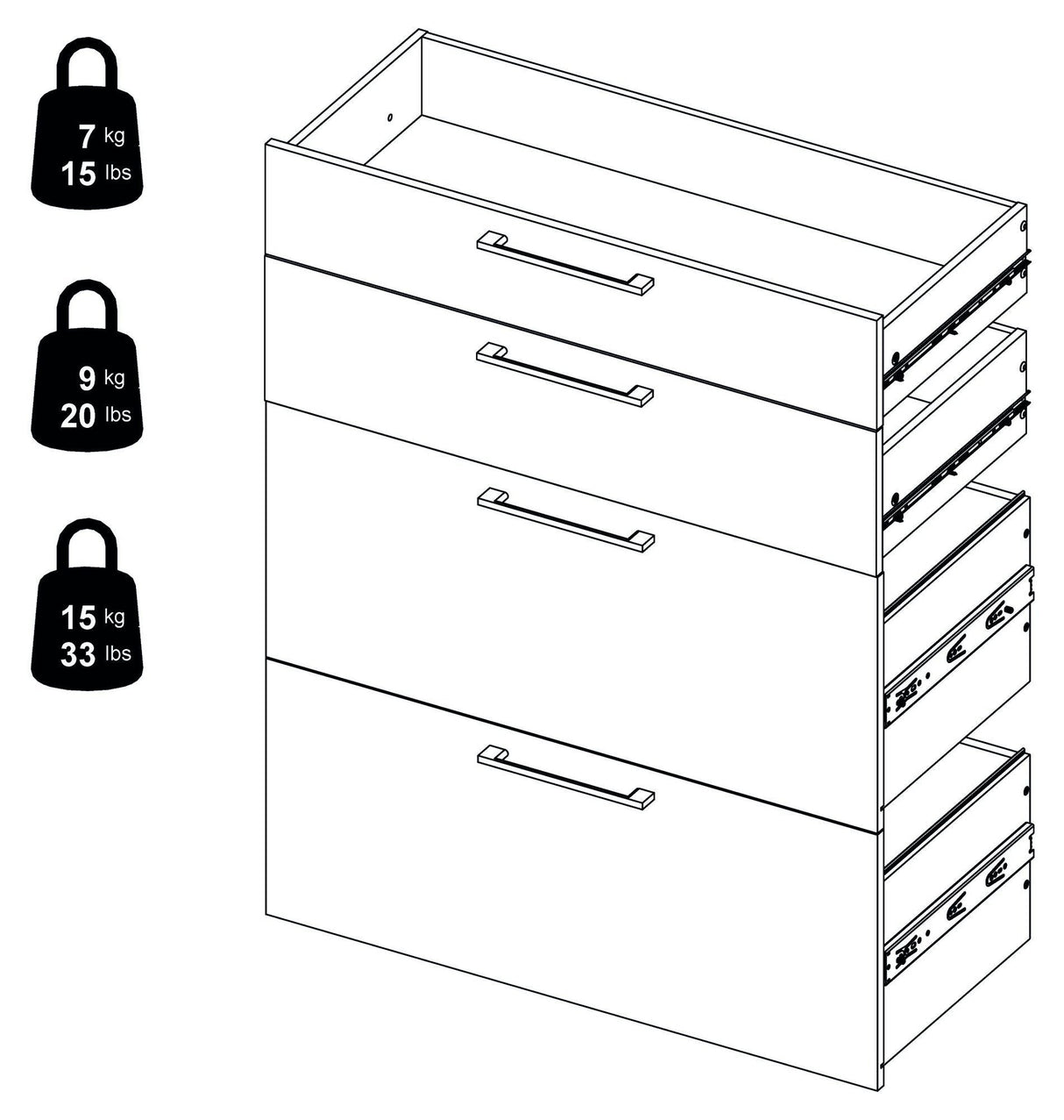 Prima extra lådor - 4 st. Vit