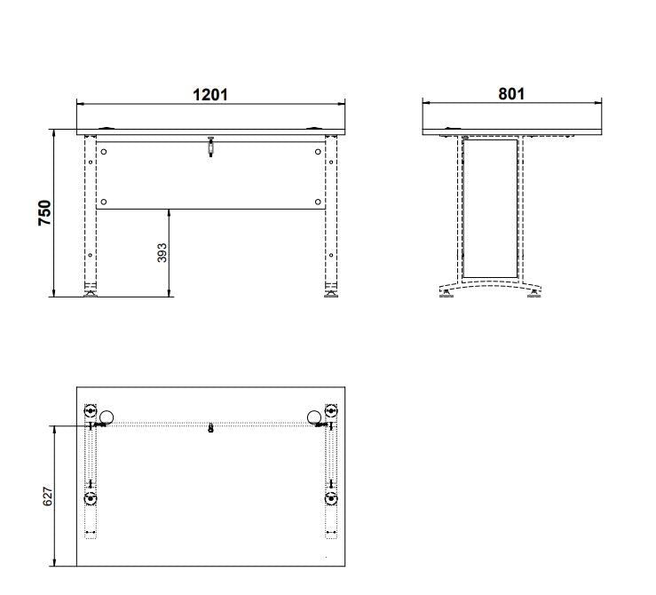 Prima skrivbord - lätt trä 120 cm w/vita ben