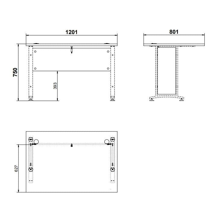 Prima skrivbord - lätt trä 120 cm w/metallben