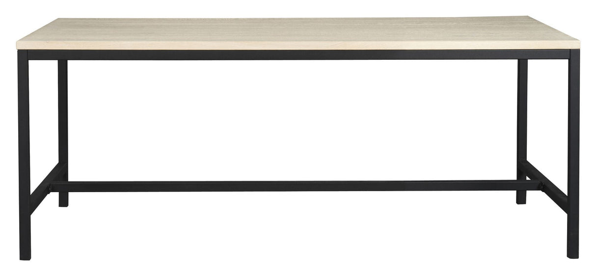 Everett Dining Table - White Pig. Ek/svart, 180x100