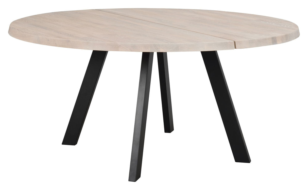 Fred Dining Table - White Pig. Ek/svart, Ø160