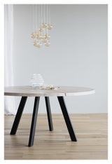 Fred Dining Table - White Pig. Ek/svart, Ø160