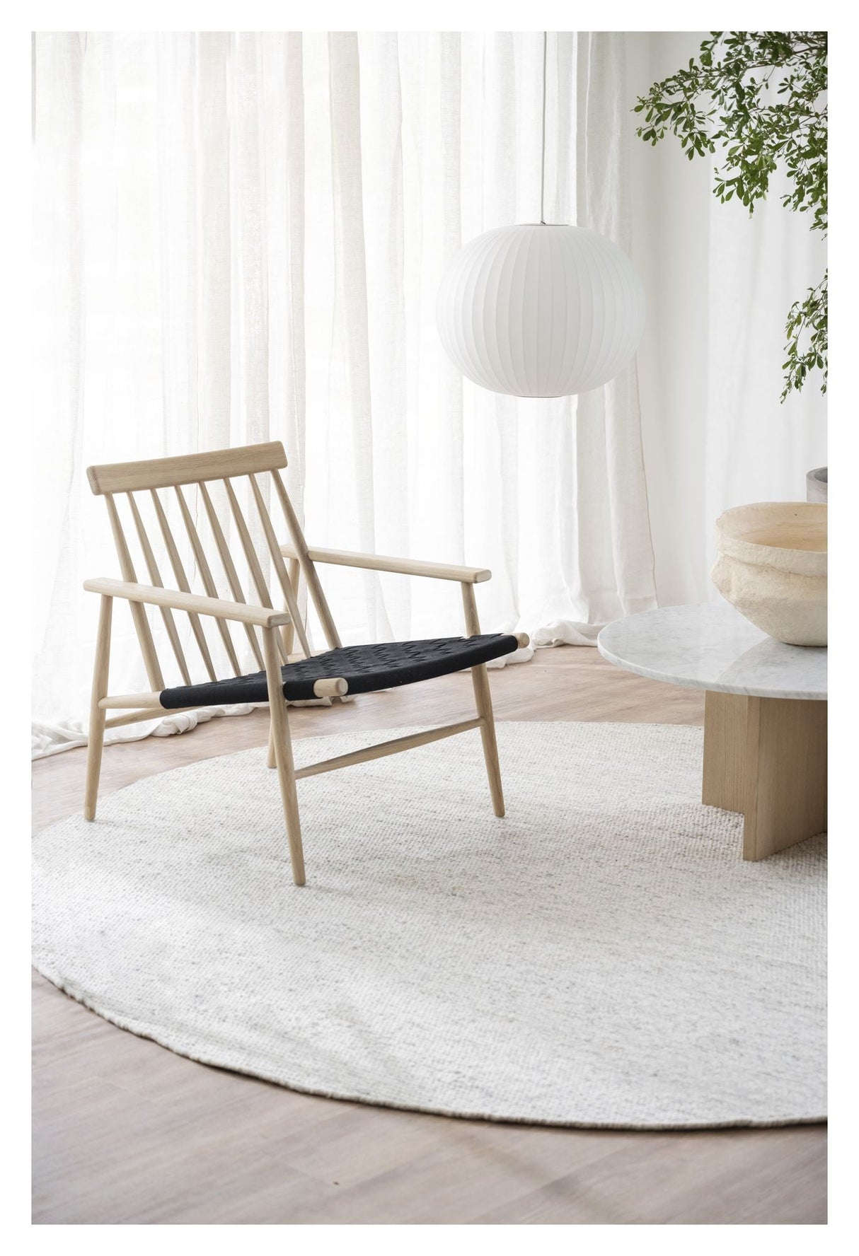 Canwood Lounge Chair - vit pigmenterad/svart vävd