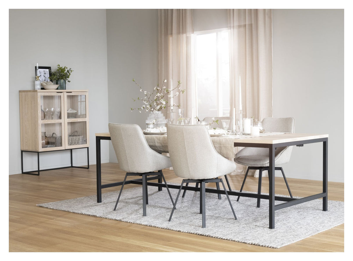 Everett Dining Table - White Pig. Ek/svart, 180x100