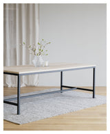 Everett Dining Table - White Pig. Ek/svart, 180x100