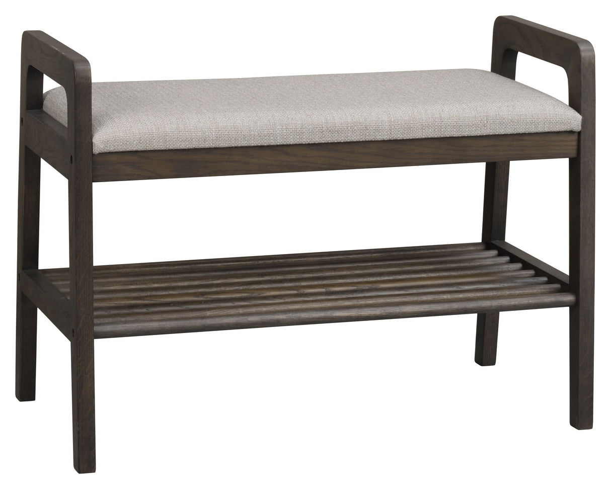 Inverness Bench med skoshyllor - Brown Oak/Beige