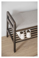 Inverness Bench med skoshyllor - Brown Oak/Beige