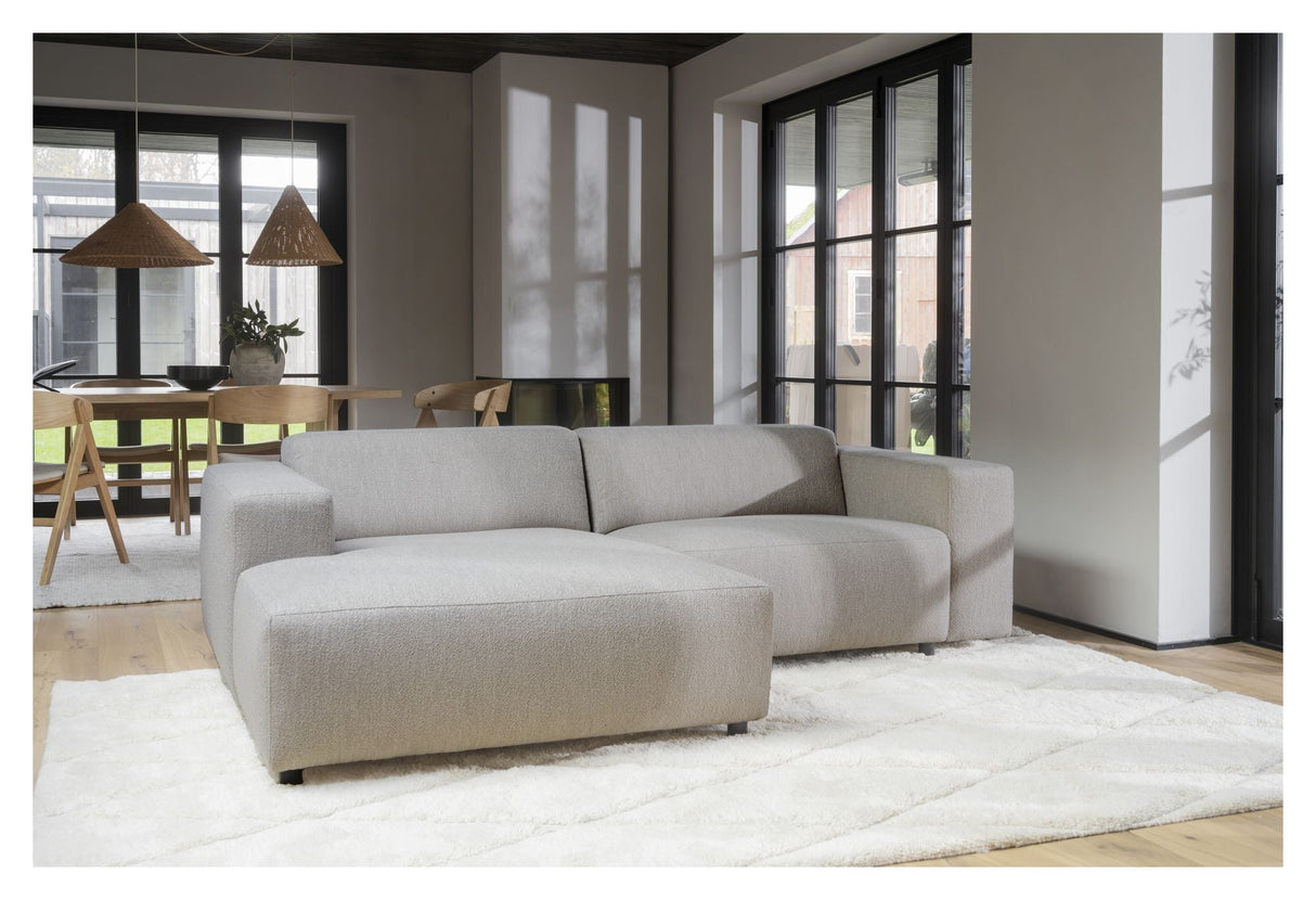 Willard Sofa 3-sits w. schäslong, vänster, lätt beige tyg