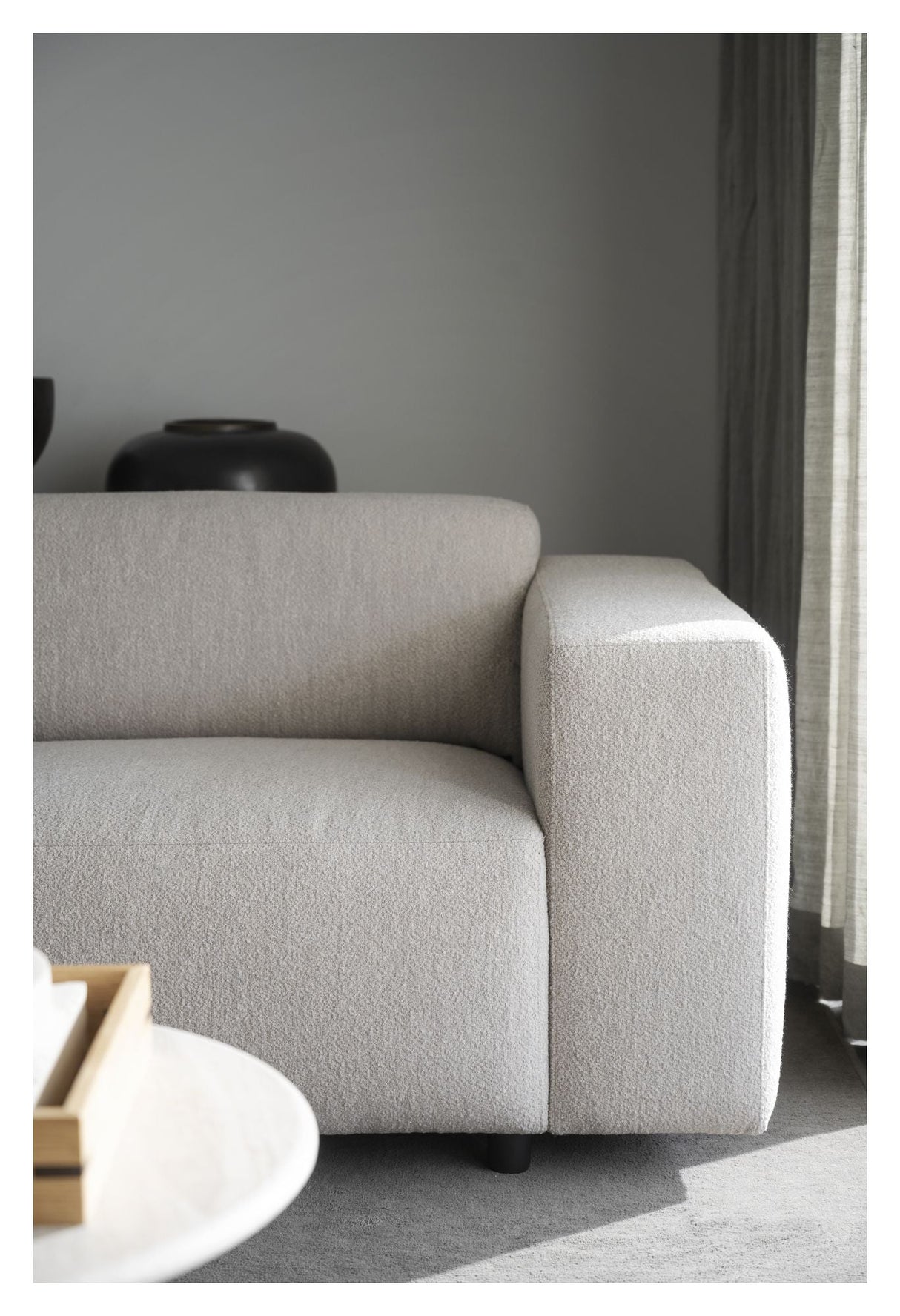 Willard Sofa 3-sits w. schäslong, vänster, lätt beige tyg