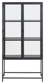 Seaford Vitrine Cabinet, Black Metal