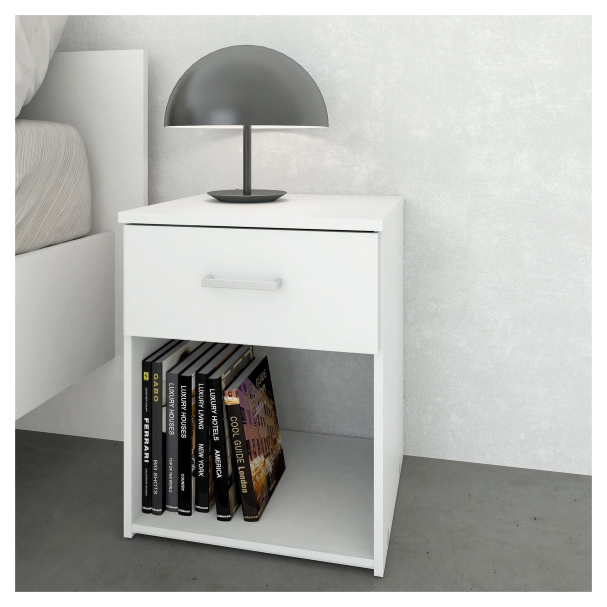 Space Bedside Table - White