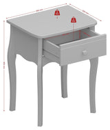 Barock nattduksbord med 1 låda, grå