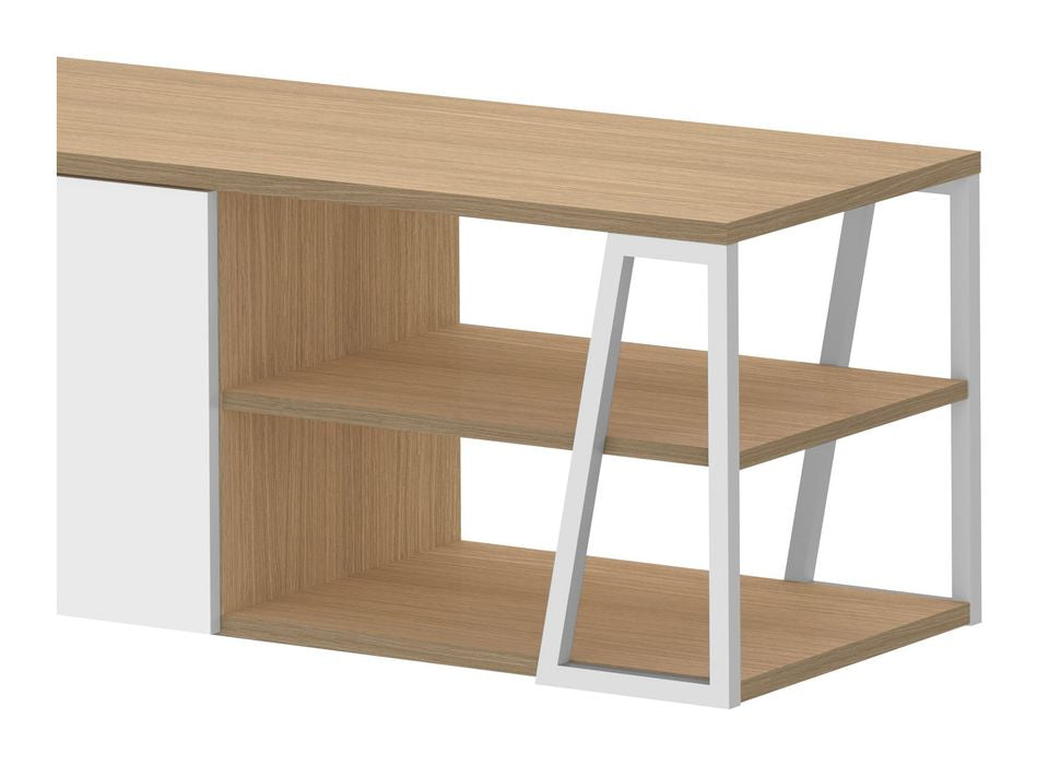 Albi TV Tabell 190, Light Oak/White Metal, 190x45x45