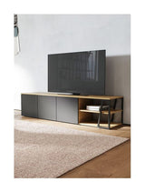 Albi TV Tabell 190, Light Oak/Black Metal, 190x45x45