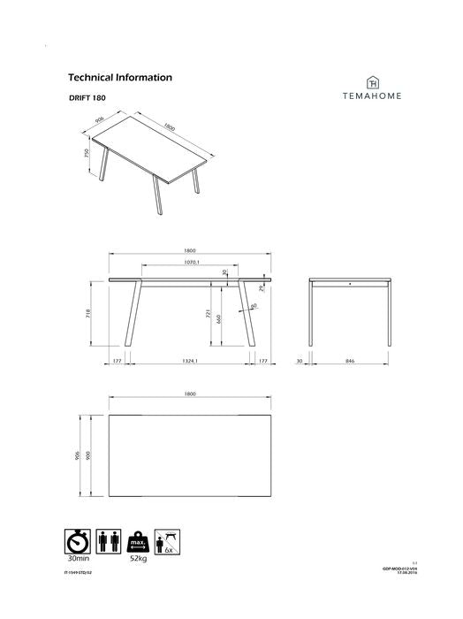 Operativ matbord 200, Oak Veneer/Black Ben, 200x100x75