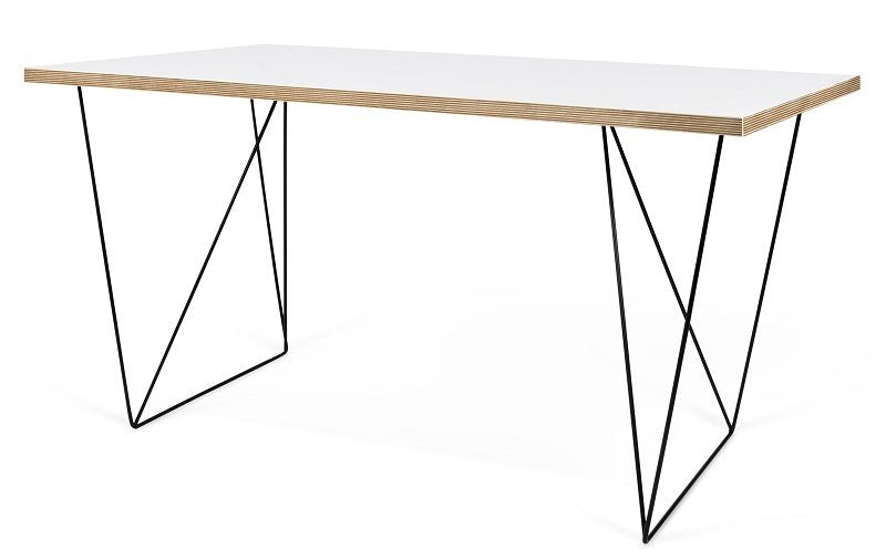 Temahome Flow Desk - White w/Black Frame