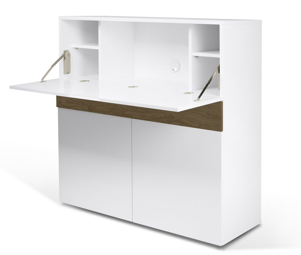 Temahome Focus Workstation - Mat White/Walnut