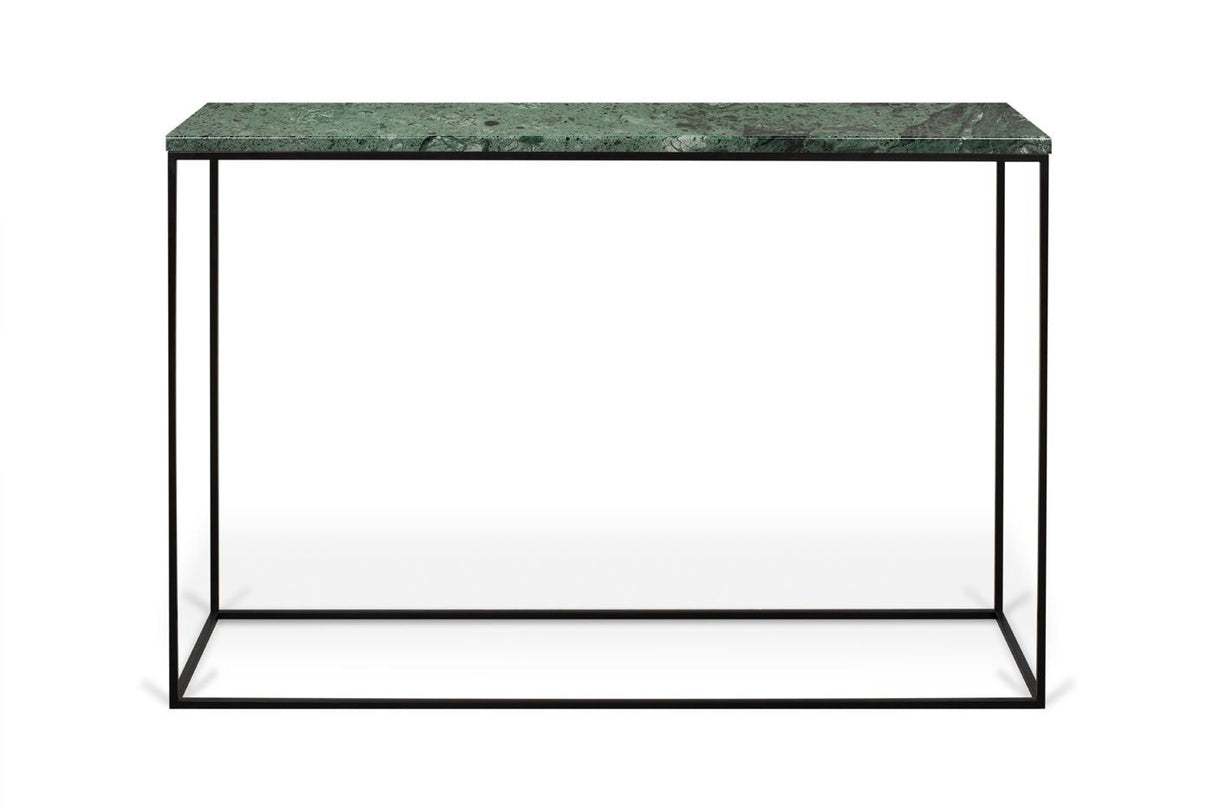 Gleam Console Table med svart bas, grön marmor, 76x120