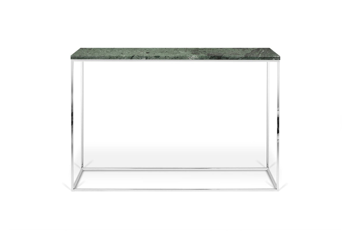 Gleam Console Table med vit bas, grön marmor, 76x120