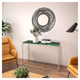 Gleam Console Table med vit bas, grön marmor, 76x120