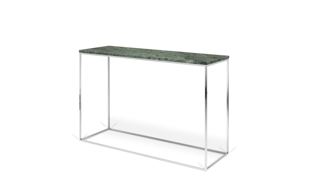 Gleam Console Table med vit bas, grön marmor, 76x120