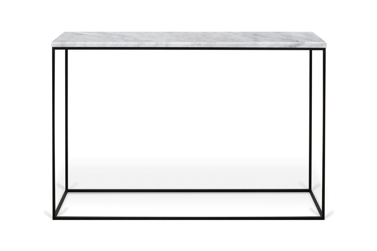 Gleam Console Table med svart bas, vit marmor