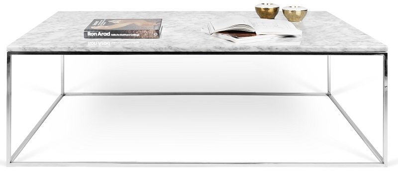 Temahome Gleam soffbord - vit marmor, kromram 120 cm