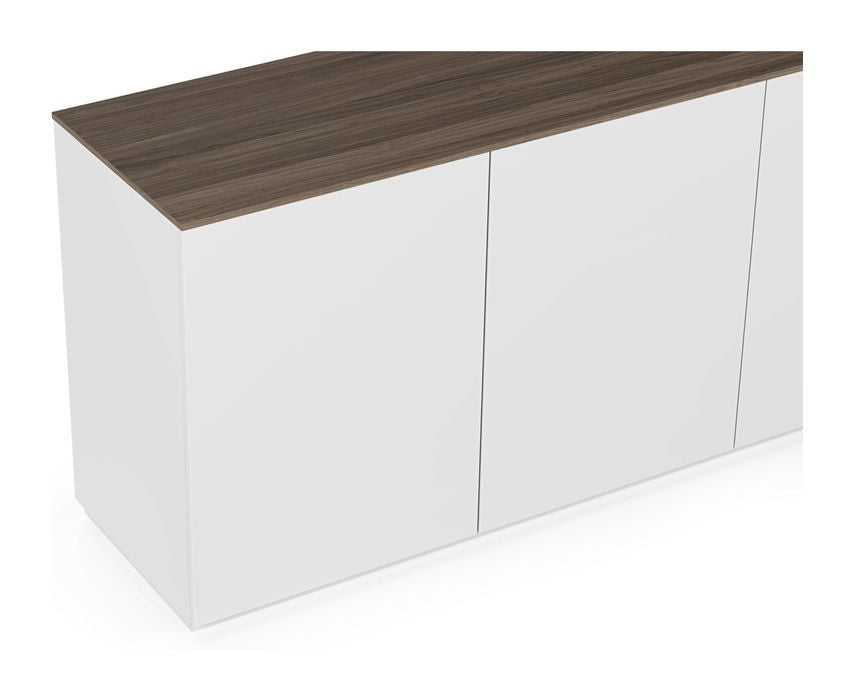 Gå med på skänken w. 3 Dörrar, Mat White/Walnut Top, 180x50x84