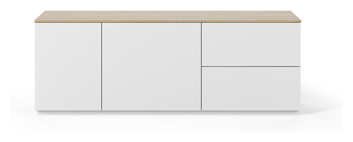 Gå med i TV -bordet, Mat White/Oak Top, 160x50x57