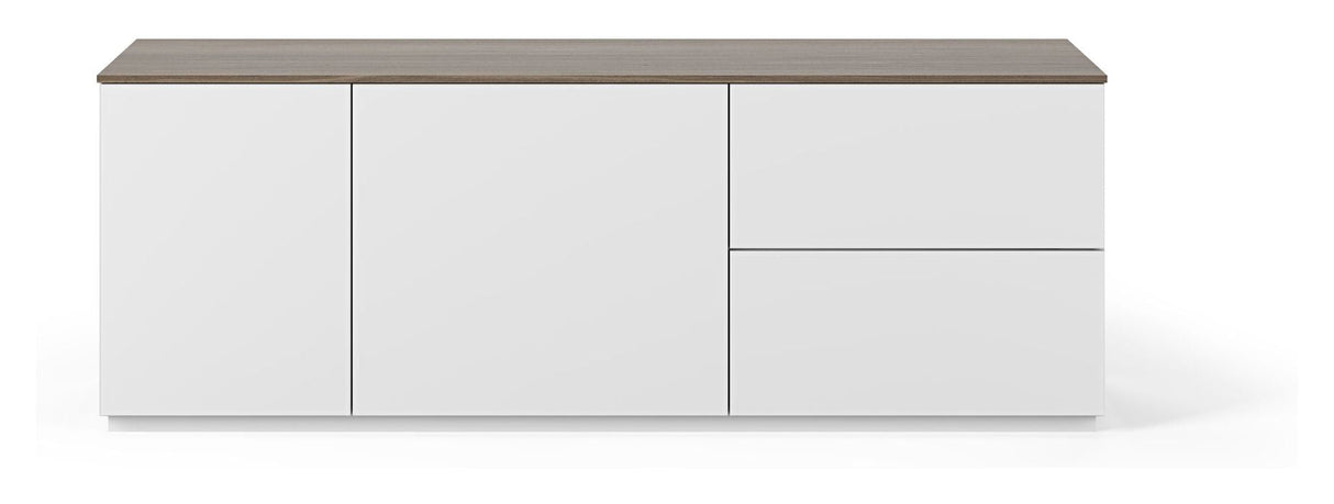 Gå med i TV-tabell, Mat White/Walnut Top, 160x50x57